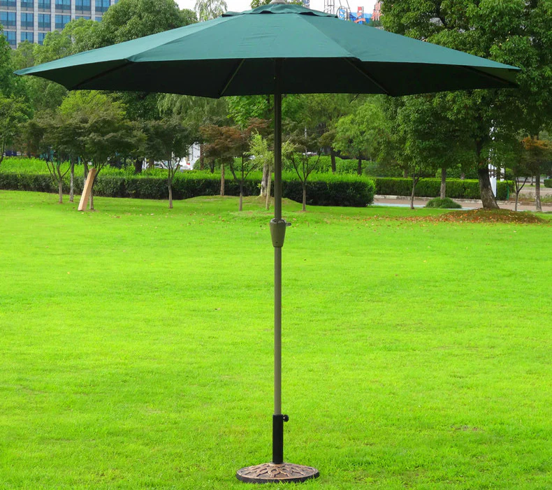 Alfresco 7 Piece Outdoor Setting (Green Umbrella & Stand, 4 Rattan Chairs, Round Table) - Image 5
