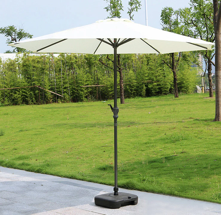 Alfresco 7 Piece Outdoor Setting (White Umbrella & Stand, 4 Rattan Chairs, Round Table) - Image 5