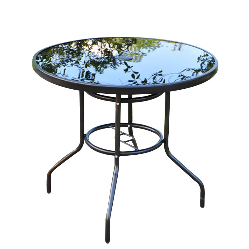 Alfresco 80cm Round Mirrored Tempered Glass Table - Image 12