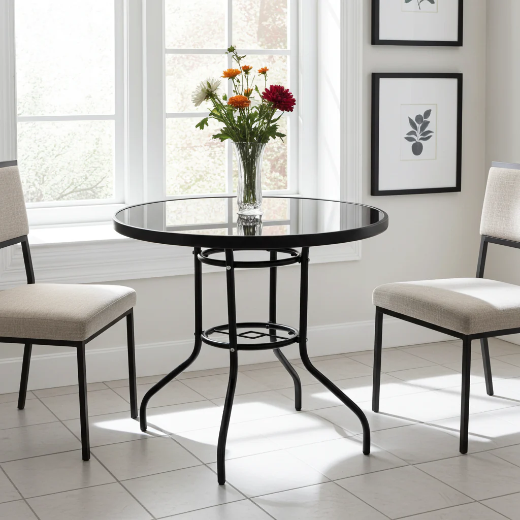 Alfresco 80cm Round Mirrored Tempered Glass Table - Image 13