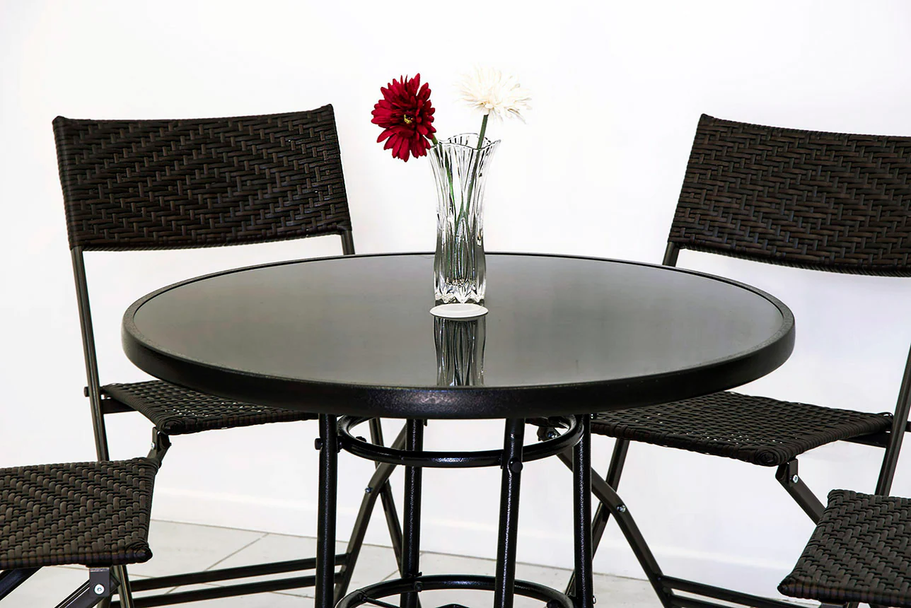 Alfresco 80cm Round Mirrored Tempered Glass Table - Image 4
