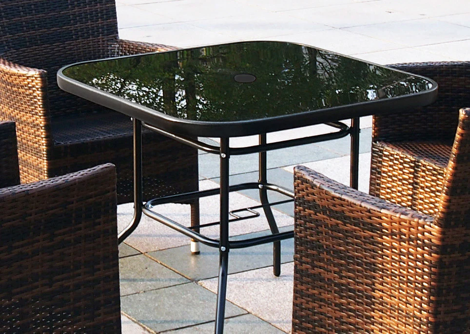 Alfresco 80cm Square Mirrored Tempered Glass Table - Image 11
