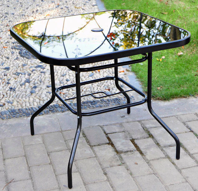 Alfresco 80cm Square Mirrored Tempered Glass Table - Image 12