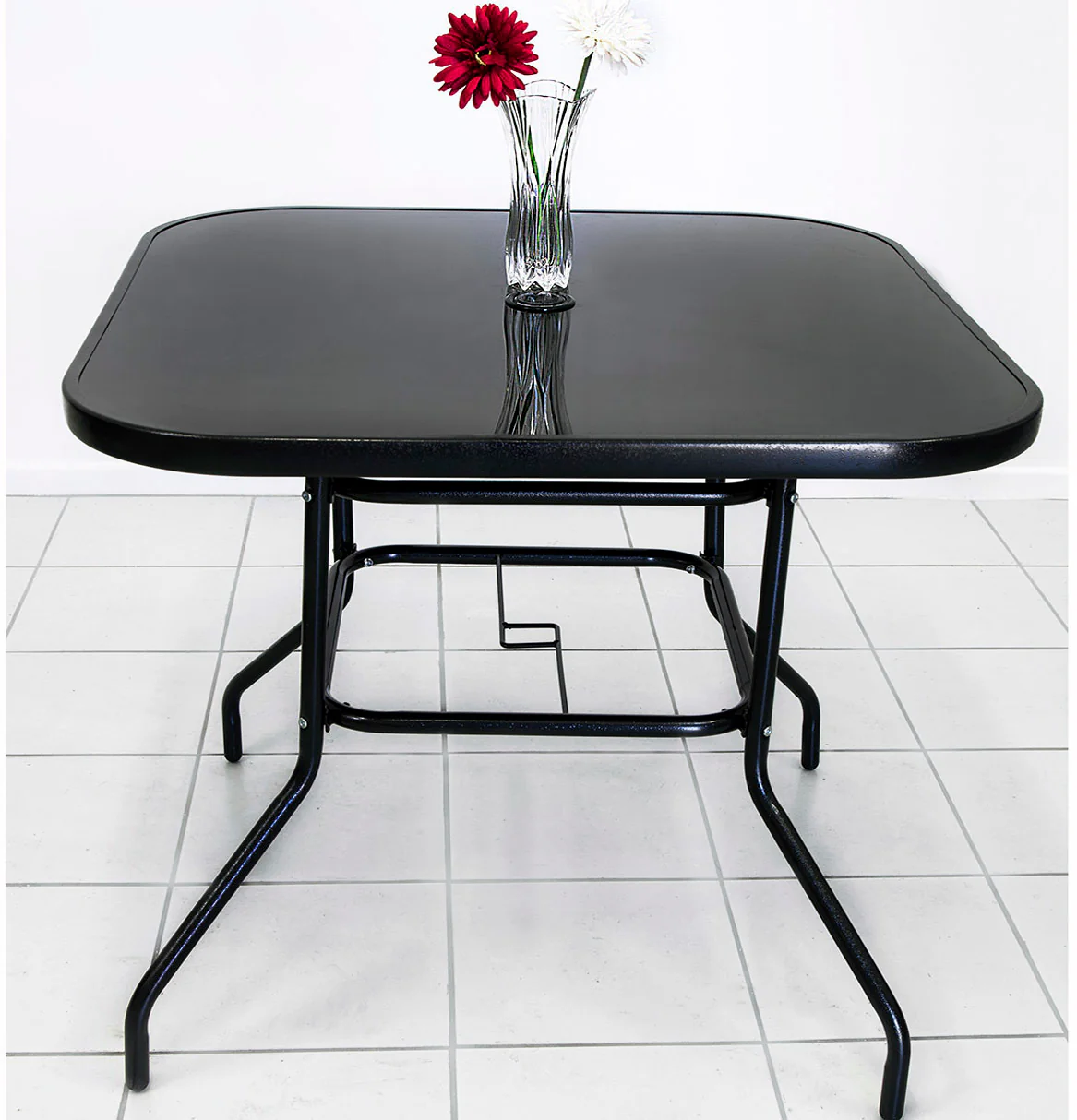 Alfresco 80cm Square Mirrored Tempered Glass Table - Image 14