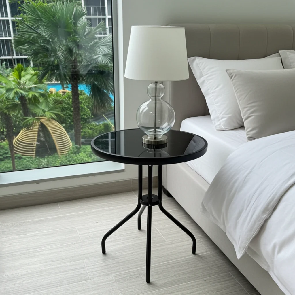 Alfresco Round Mirrored Tempered Glass Table - Image 10