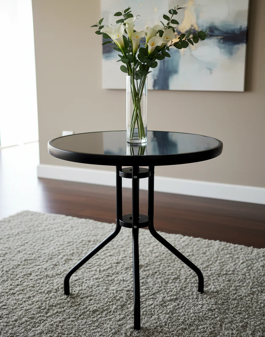 Alfresco Round Mirrored Tempered Glass Table - Image 3
