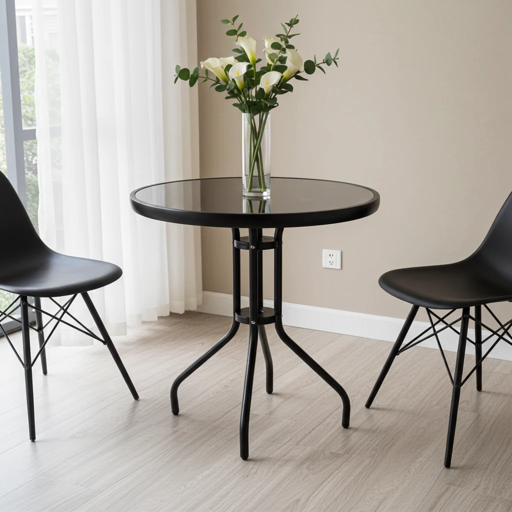 Alfresco Round Mirrored Tempered Glass Table - Image 8
