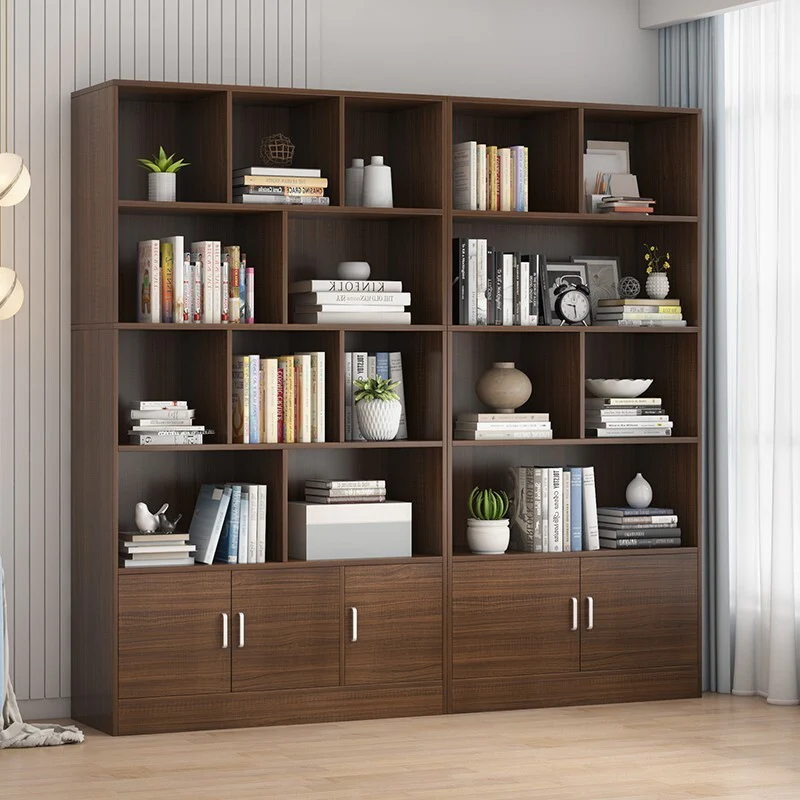 Alpha 10-Shelf 3-Door Wardrobe Cupboard Bookshelf Cabinet (Black Walnut) - Image 11