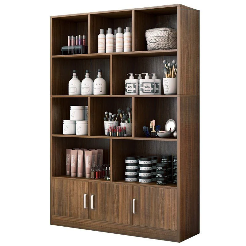 Alpha 10-Shelf 3-Door Wardrobe Cupboard Bookshelf Cabinet (Black Walnut) - Image 17