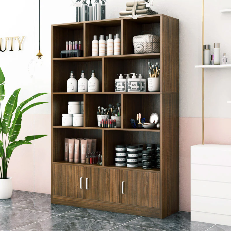Alpha 10-Shelf 3-Door Wardrobe Cupboard Bookshelf Cabinet (Black Walnut) - Image 4