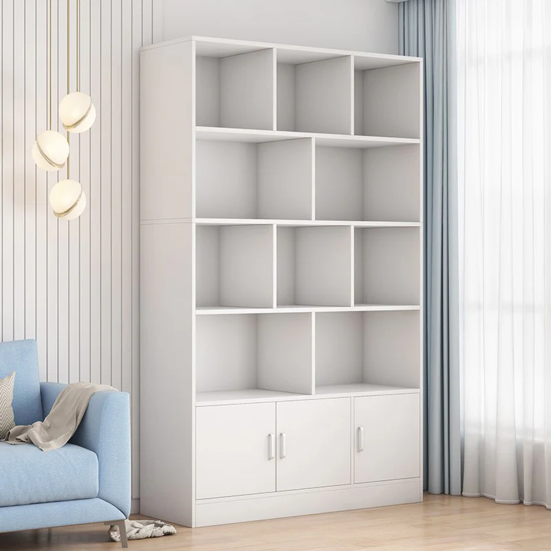 Alpha 10-Shelf 3-Door Wardrobe Cupboard Bookshelf Cabinet (White) - Image 3