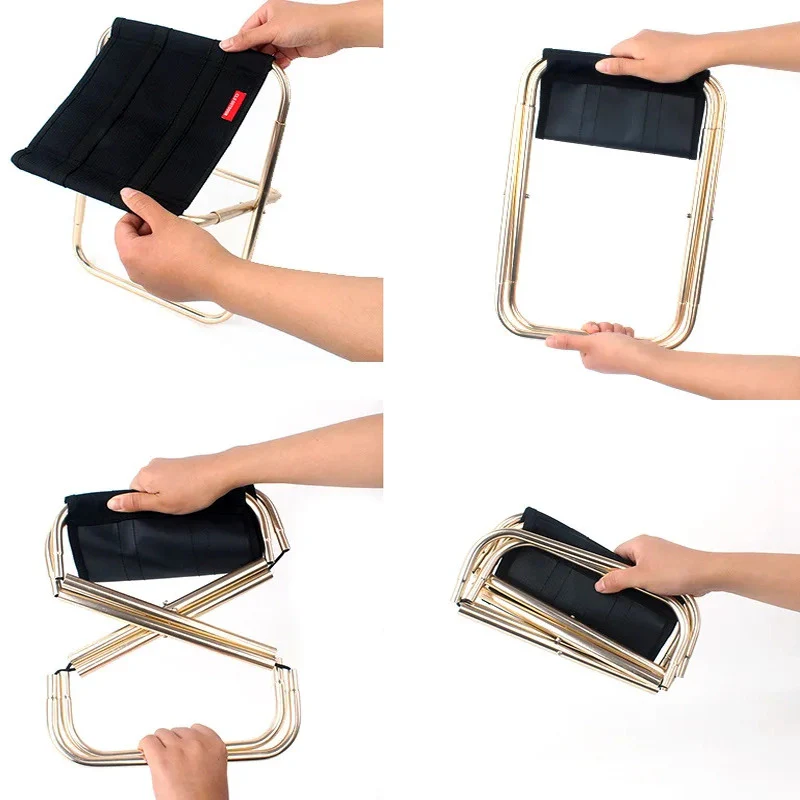 Aluminum Oxford Pocket Foldable Camping Stool Folding Chair In Bag - Image 5