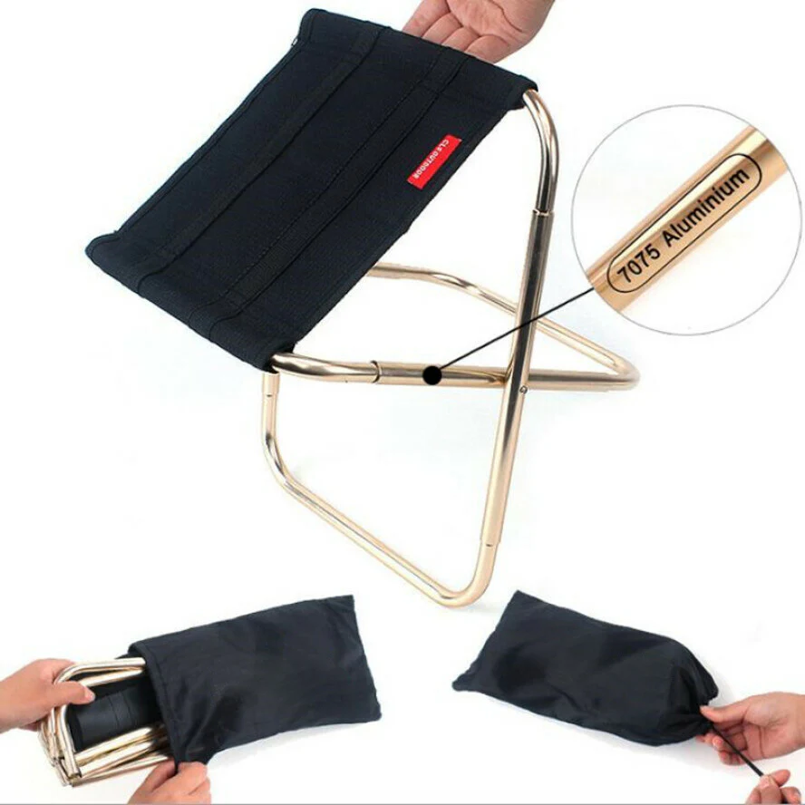 Aluminum Oxford Pocket Foldable Camping Stool Folding Chair In Bag - Image 6