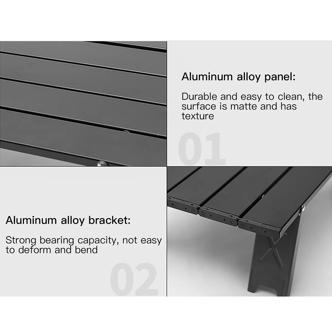 Aluminum Portable Foldable Outdoor Camp Table (Black) - Image 9