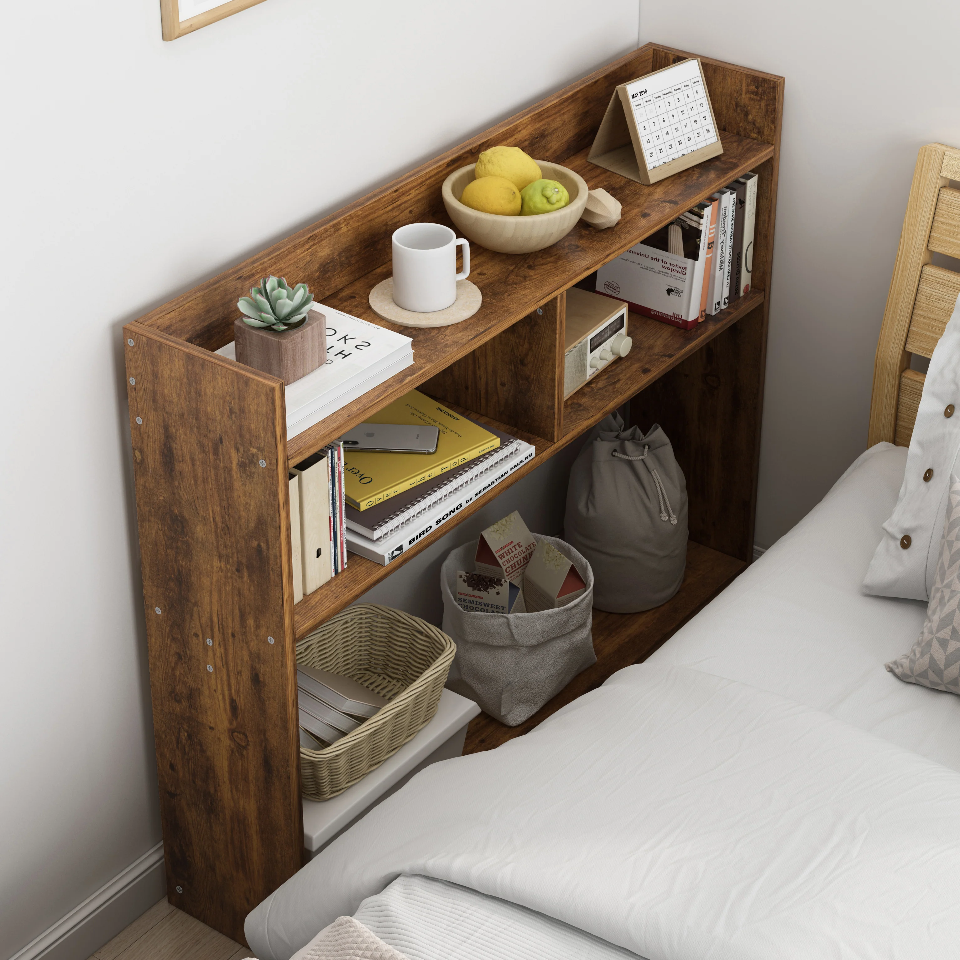 Ambassador Console Table Tall Narrow Bedside Table (Rustic Wood) - Image 10