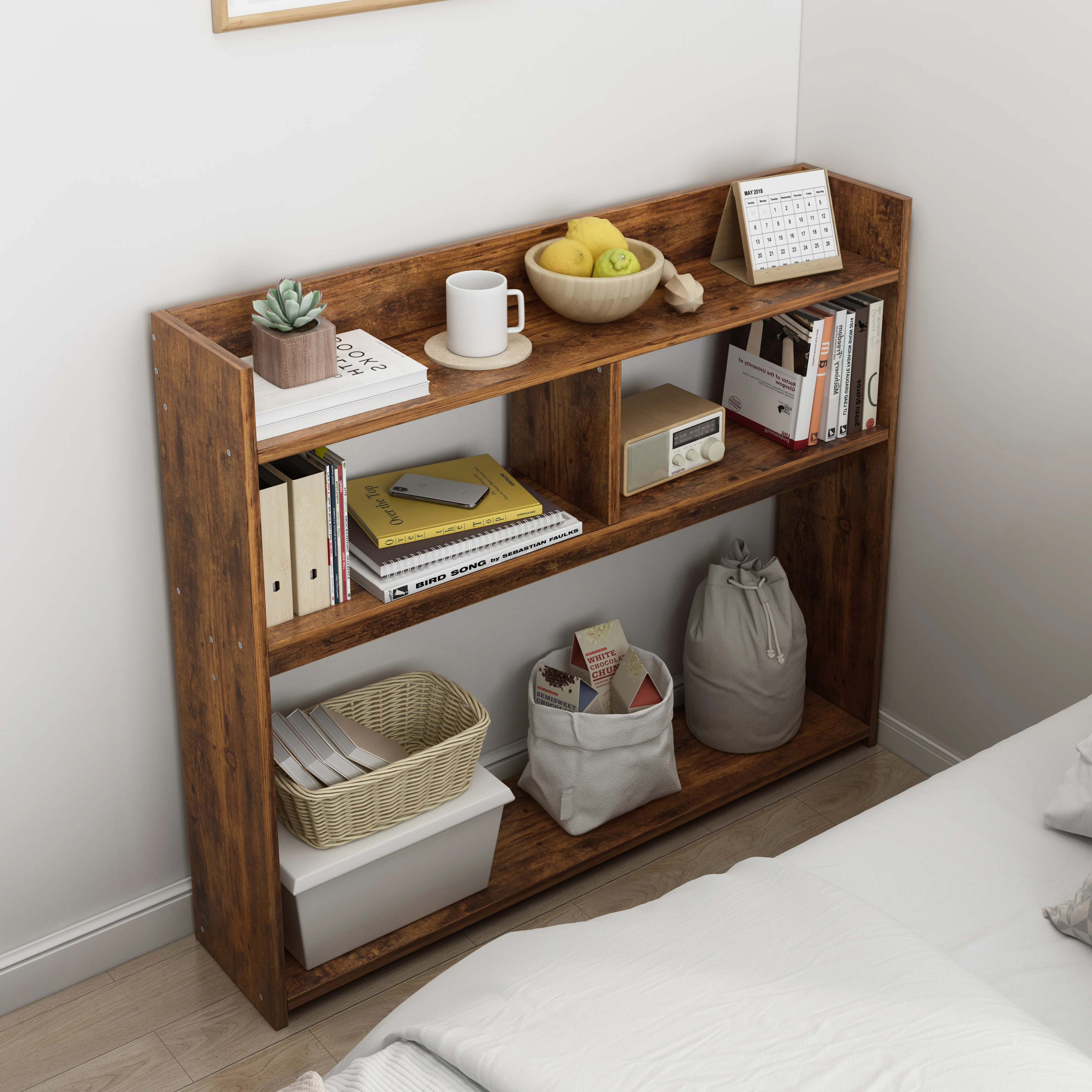 Ambassador Console Table Tall Narrow Bedside Table (Rustic Wood) - Image 2