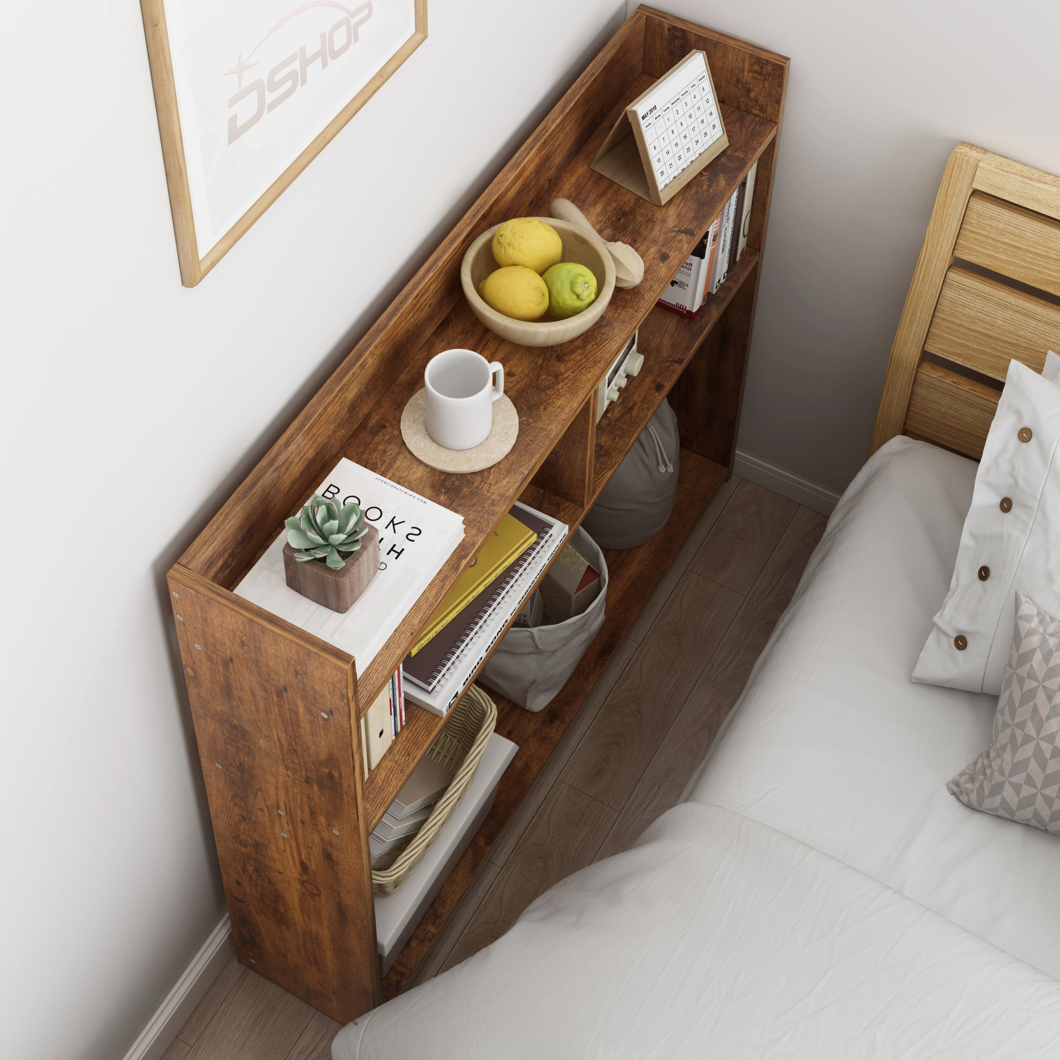 Ambassador Console Table Tall Narrow Bedside Table (Rustic Wood) - Image 4