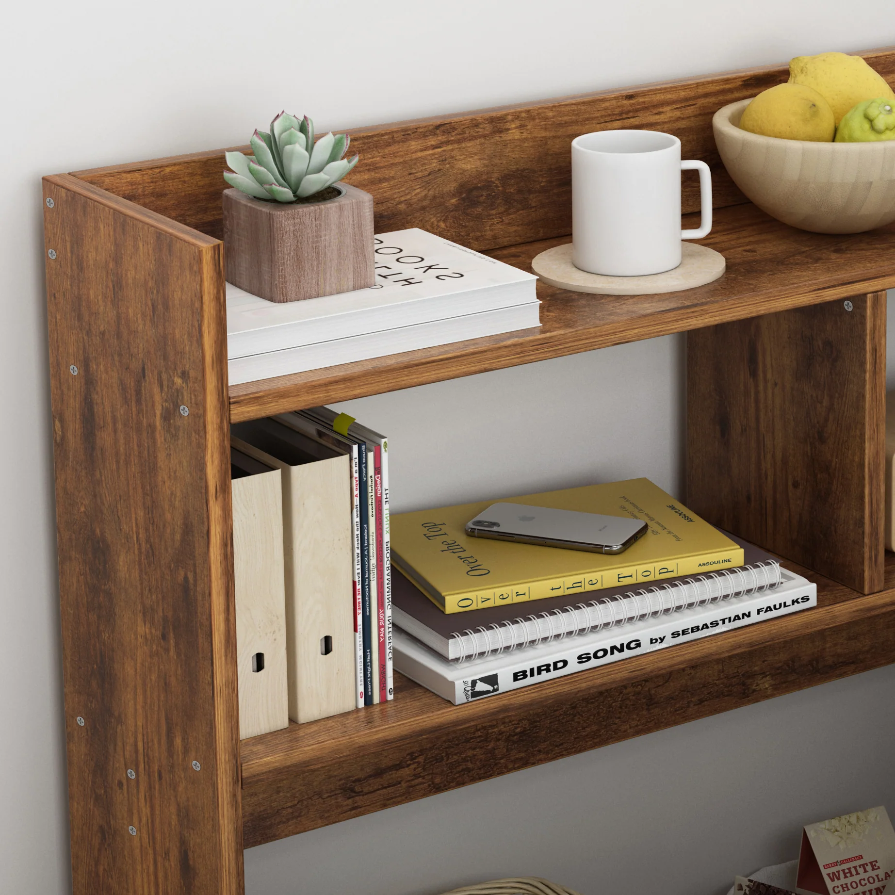 Ambassador Console Table Tall Narrow Bedside Table (Rustic Wood) - Image 5