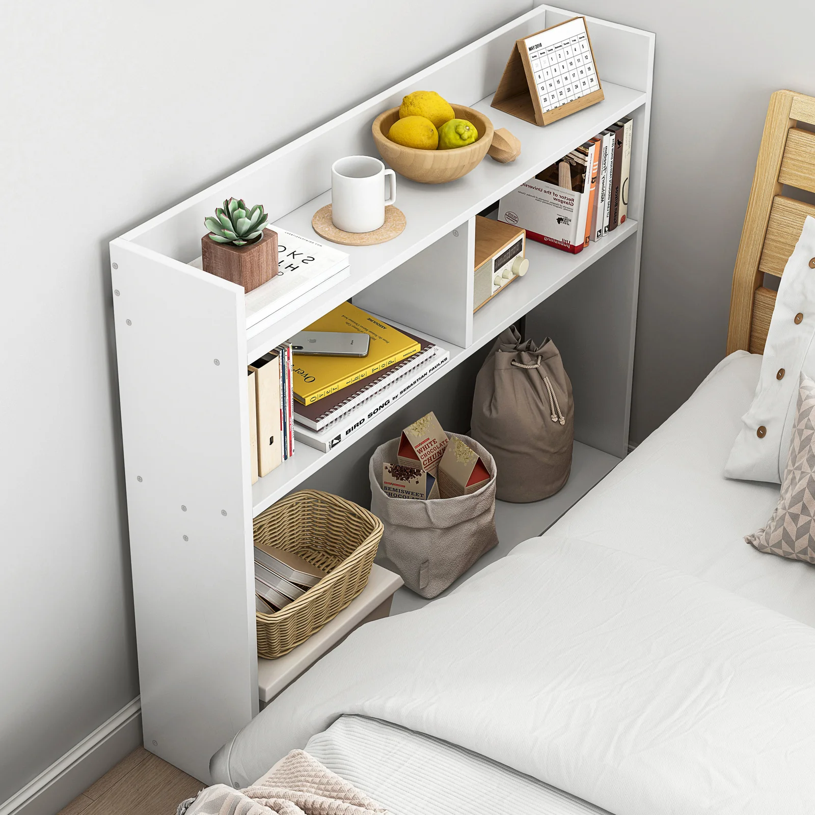 Ambassador Console Table Tall Narrow Bedside Table (White) - Image 8