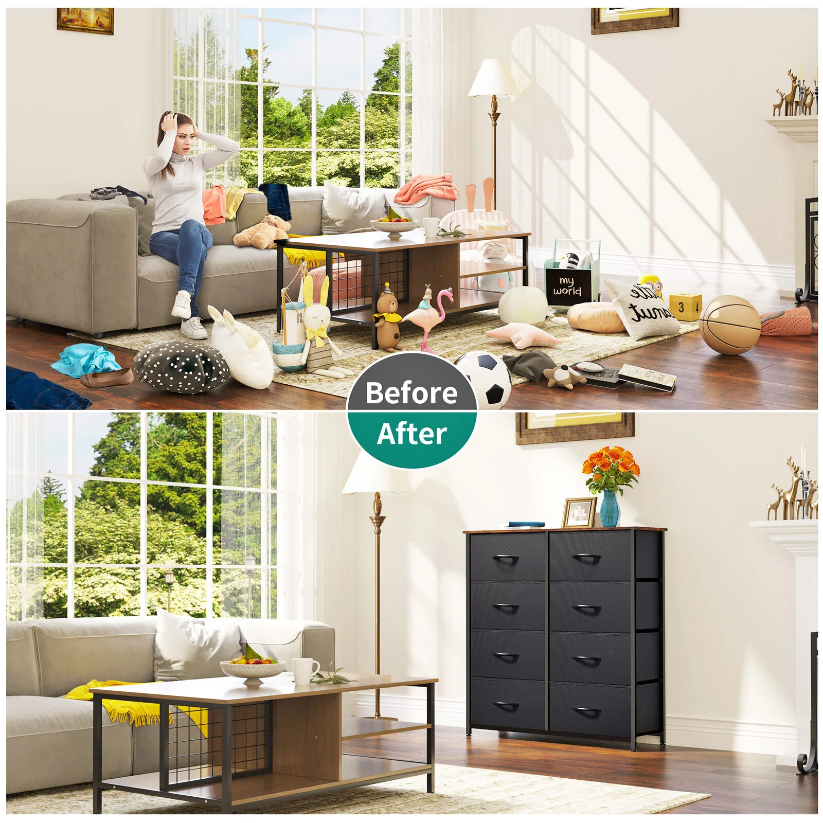 Amenity 8-Drawer Dresser Chest of Drawers Storage Organizer Unit - Image 10