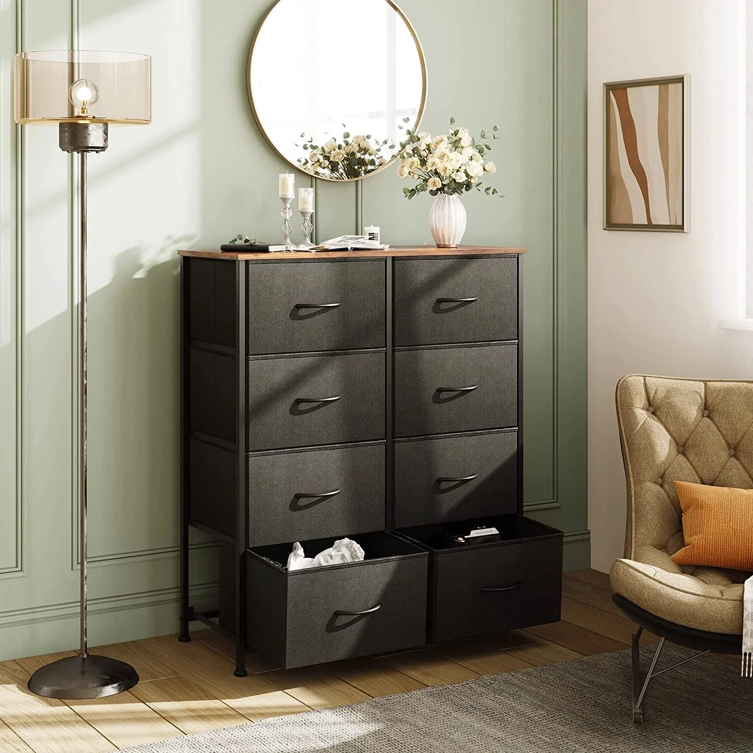 Amenity 8-Drawer Dresser Chest of Drawers Storage Organizer Unit - Image 4