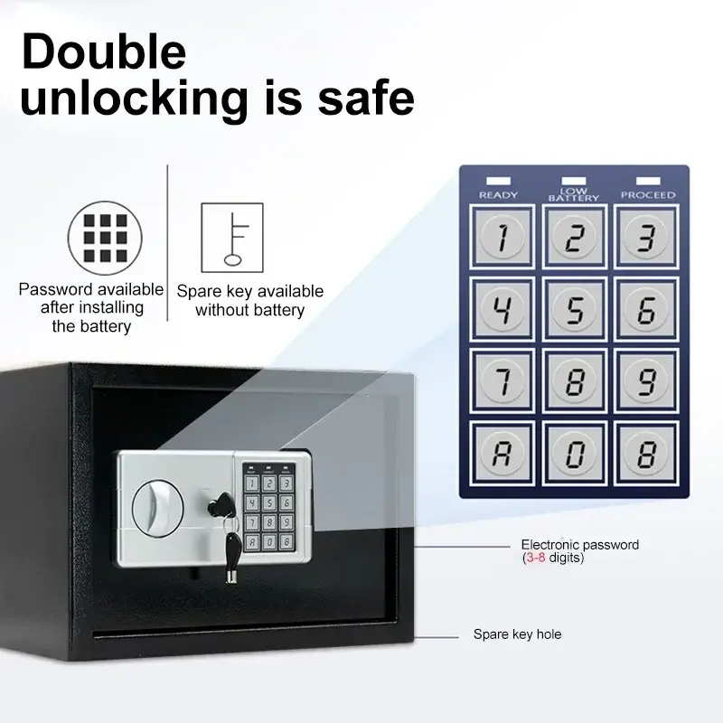 Anti-Theft Fireproof Digital Home Safe with Keypad and Key Lock - Image 4