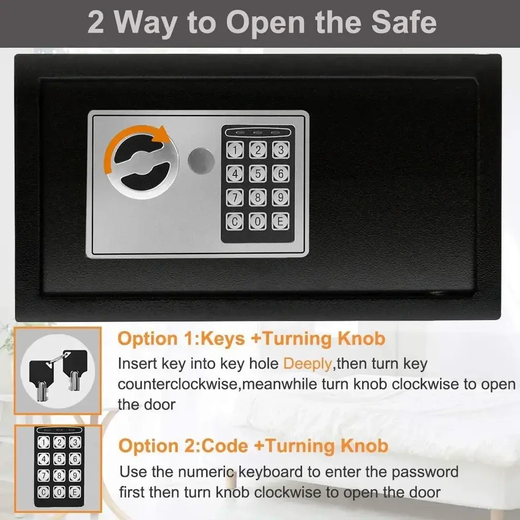 Anti-Theft Fireproof Digital Home Safe with Keypad and Key Lock - Image 7