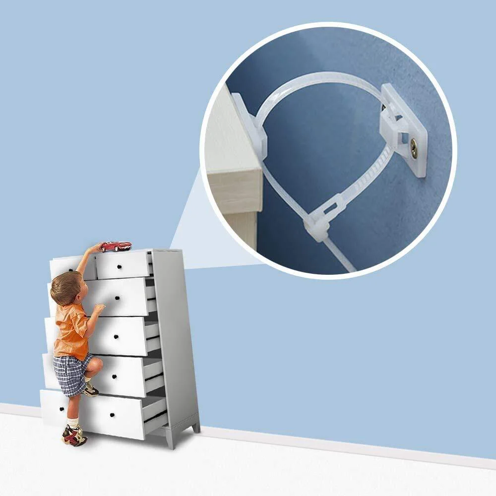 Anti-tip Furniture Safety Straps Wall Secure Anchors Baby Proofing Kit - Image 12
