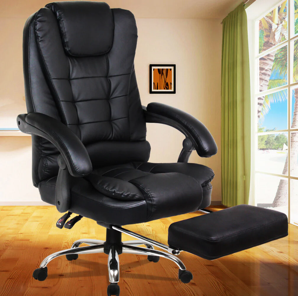 Apex Deluxe Executive Reclining Office Chair with Foot Rest & Massager (Black) - Image 16