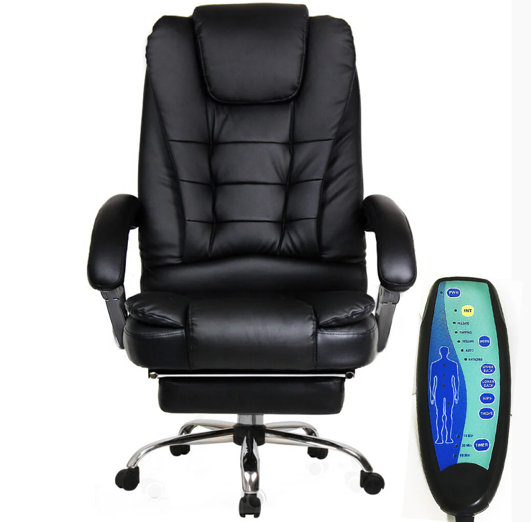Apex Deluxe Executive Reclining Office Chair with Foot Rest & Massager (Black) - Image 19
