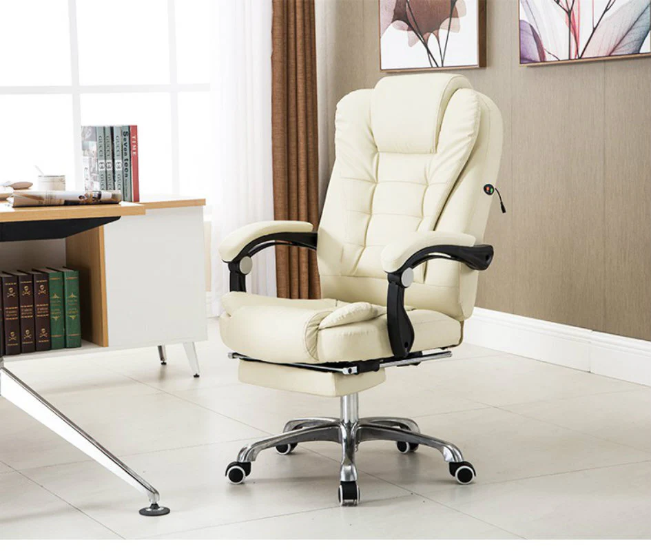 Apex Deluxe Executive Reclining Office Chair with Foot Rest (White/Cream) - Image 13