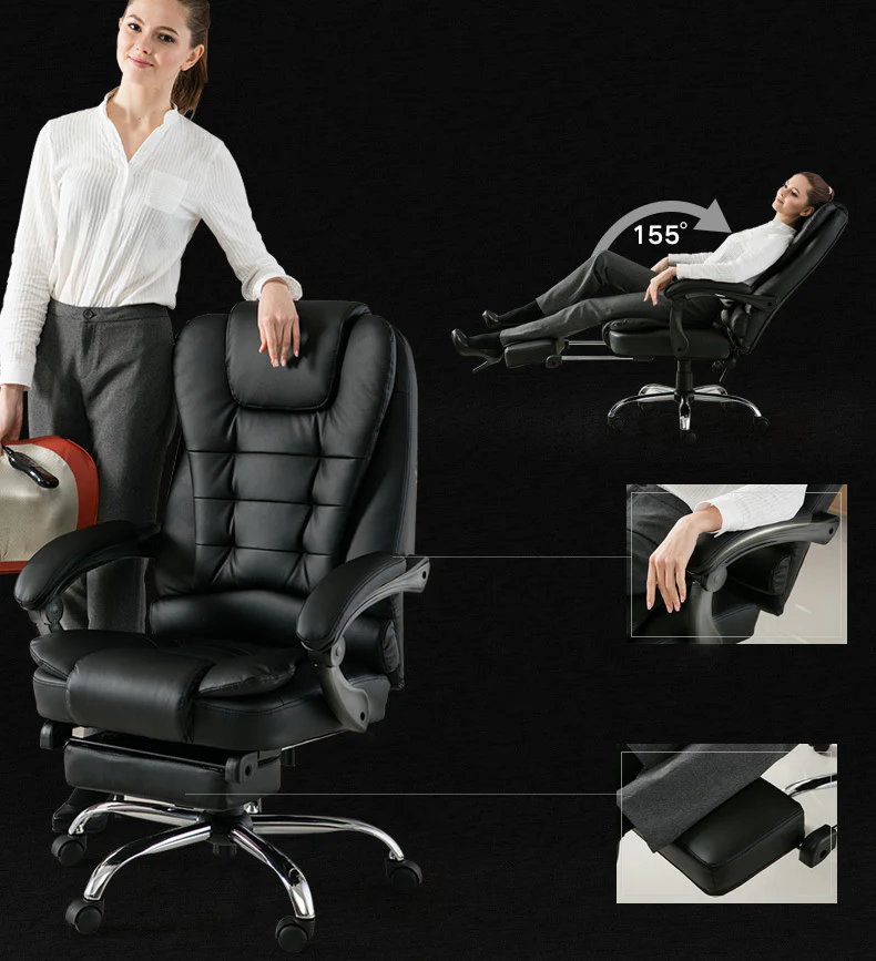 Apex Deluxe Executive Reclining Office Chair with Foot Rest (White/Cream) - Image 7