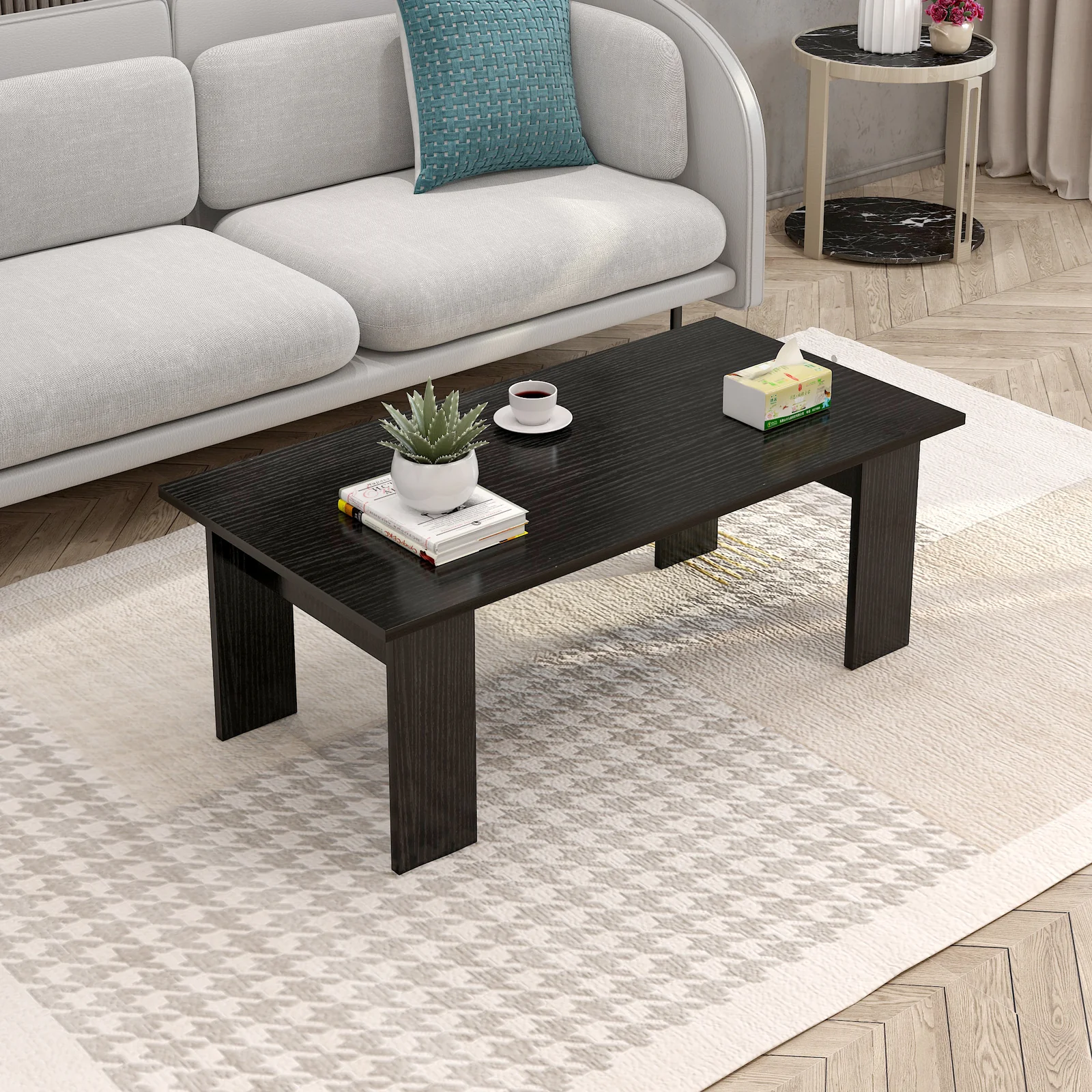 Aphrodite Wooden Coffee Table (Black) - Image 3