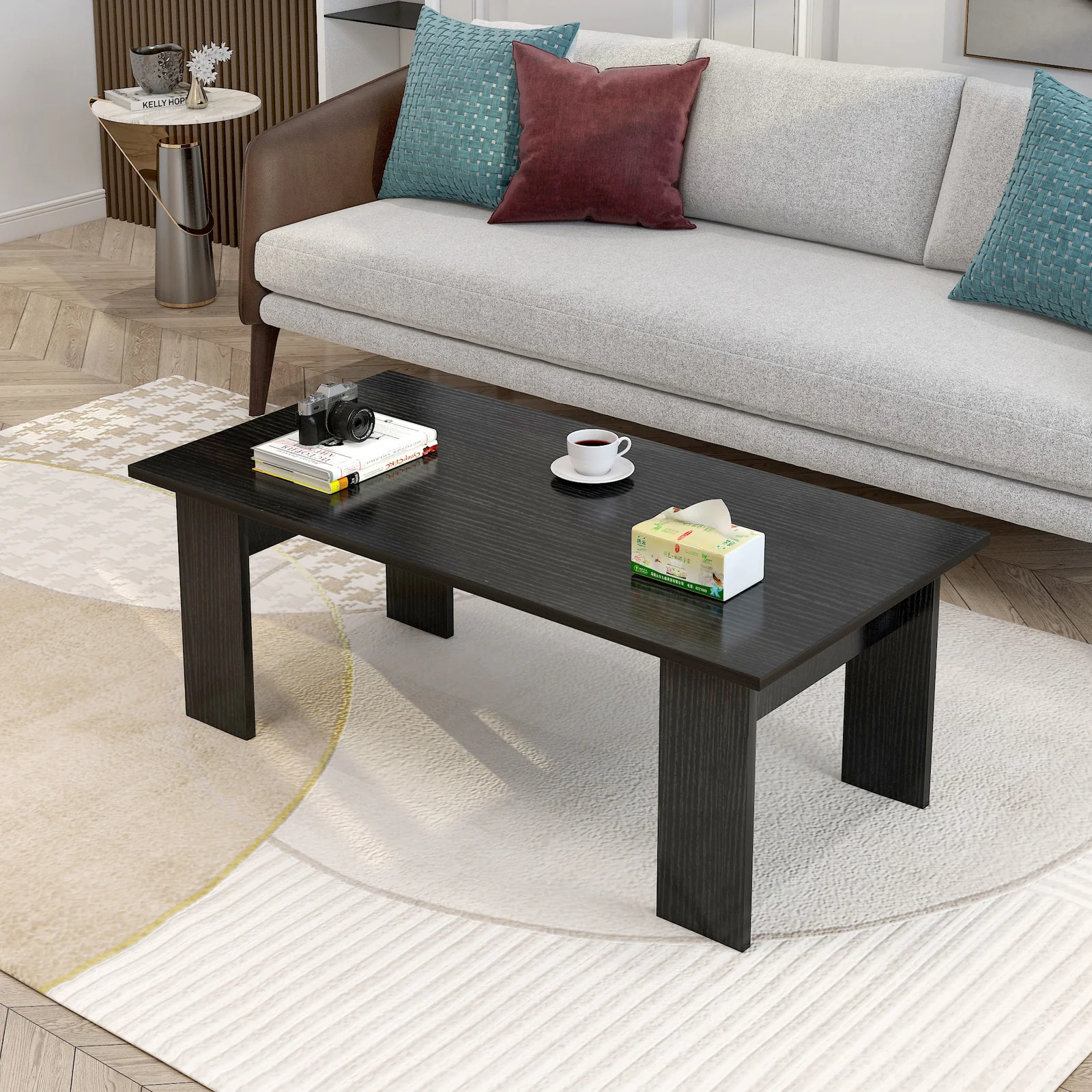 Aphrodite Wooden Coffee Table (Black) - Image 4