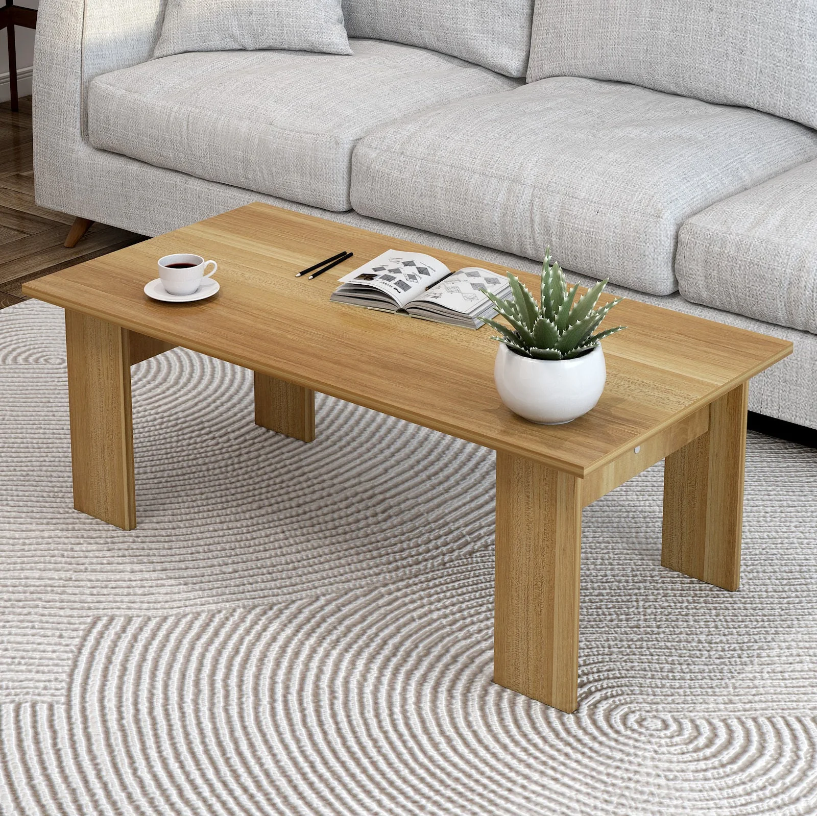 Aphrodite Wooden Coffee Table Desk (Natural Oak) - Image 10