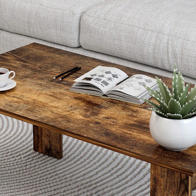 Aphrodite Wooden Coffee Table Desk (Rustic Oak) - Image 4