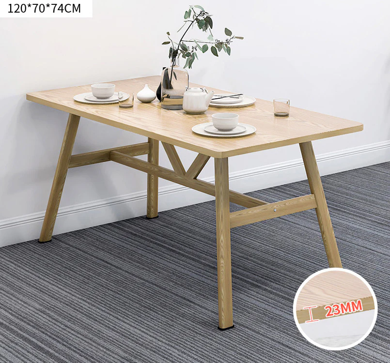Apollo Wood and Steel Dining Table (Oak) - Image 8