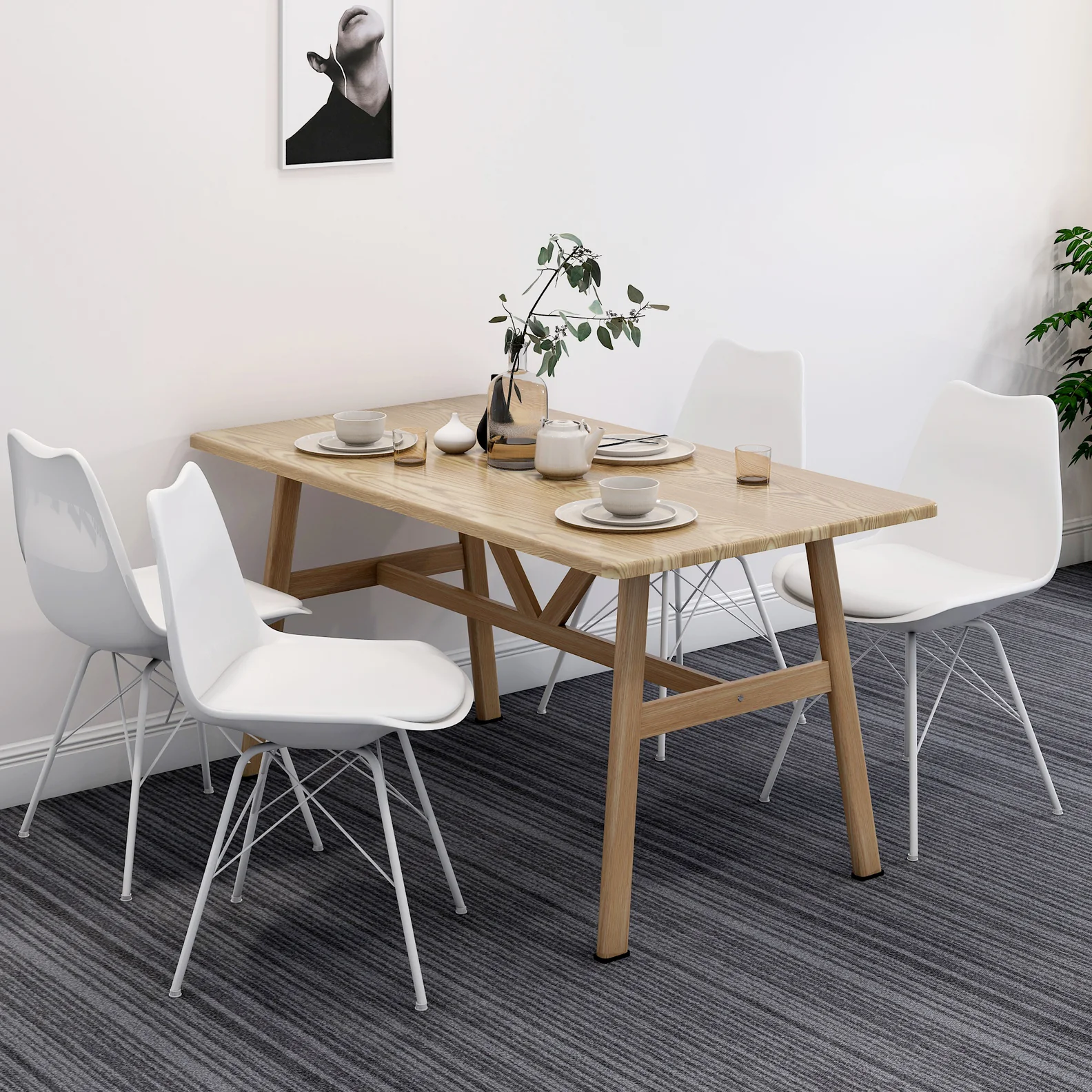 Apollo Wood and Steel Dining Table (Oak) - Image 9