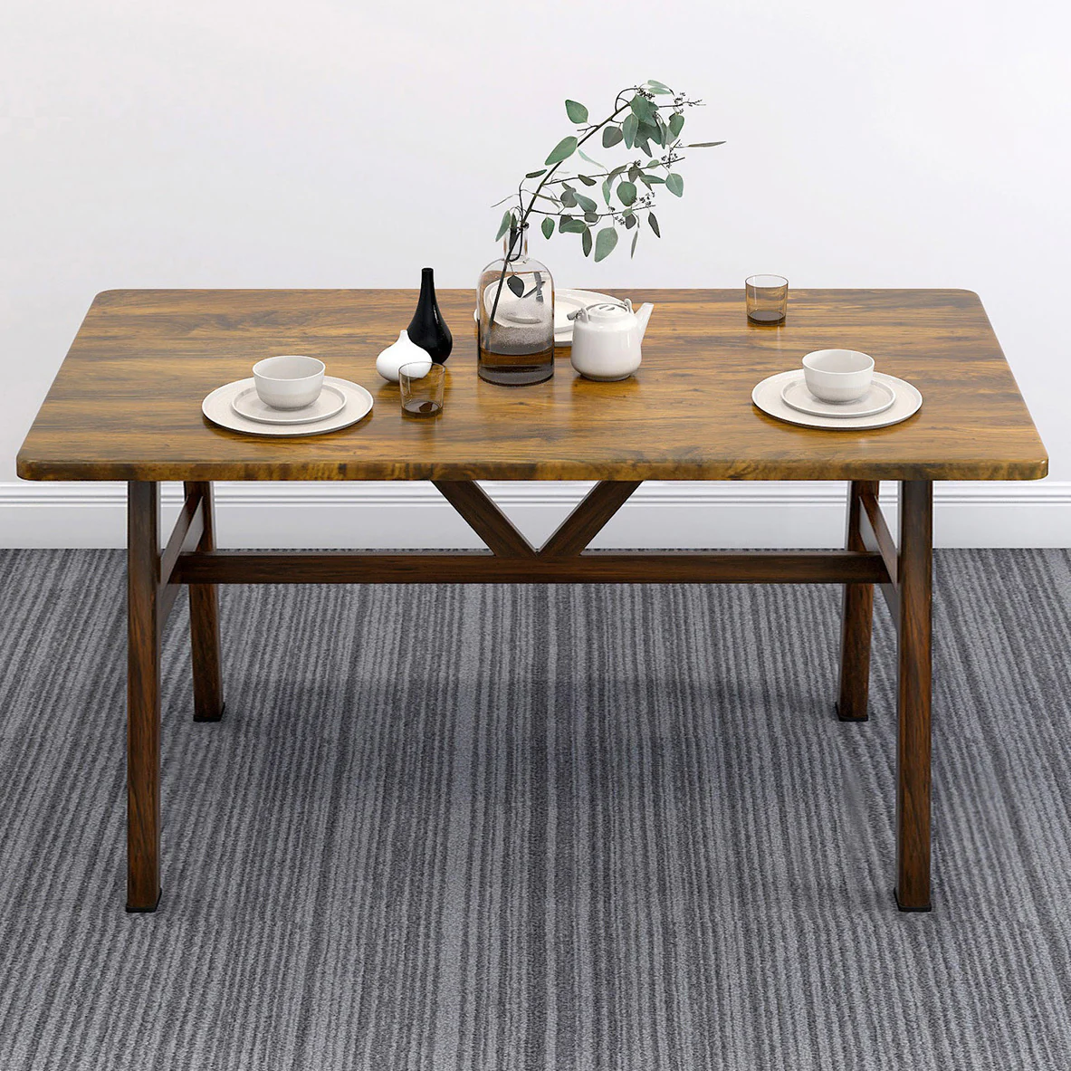 Apollo Wood and Steel Dining Table (Walnut) - Image 4