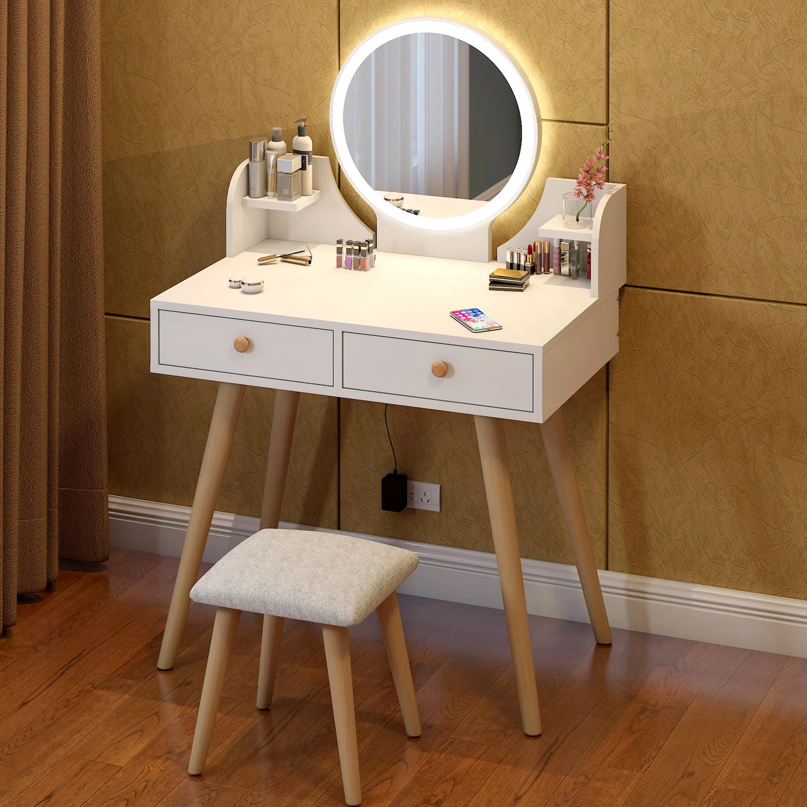 Arcadia Upholstered Padded Dressing Stool - Image 8