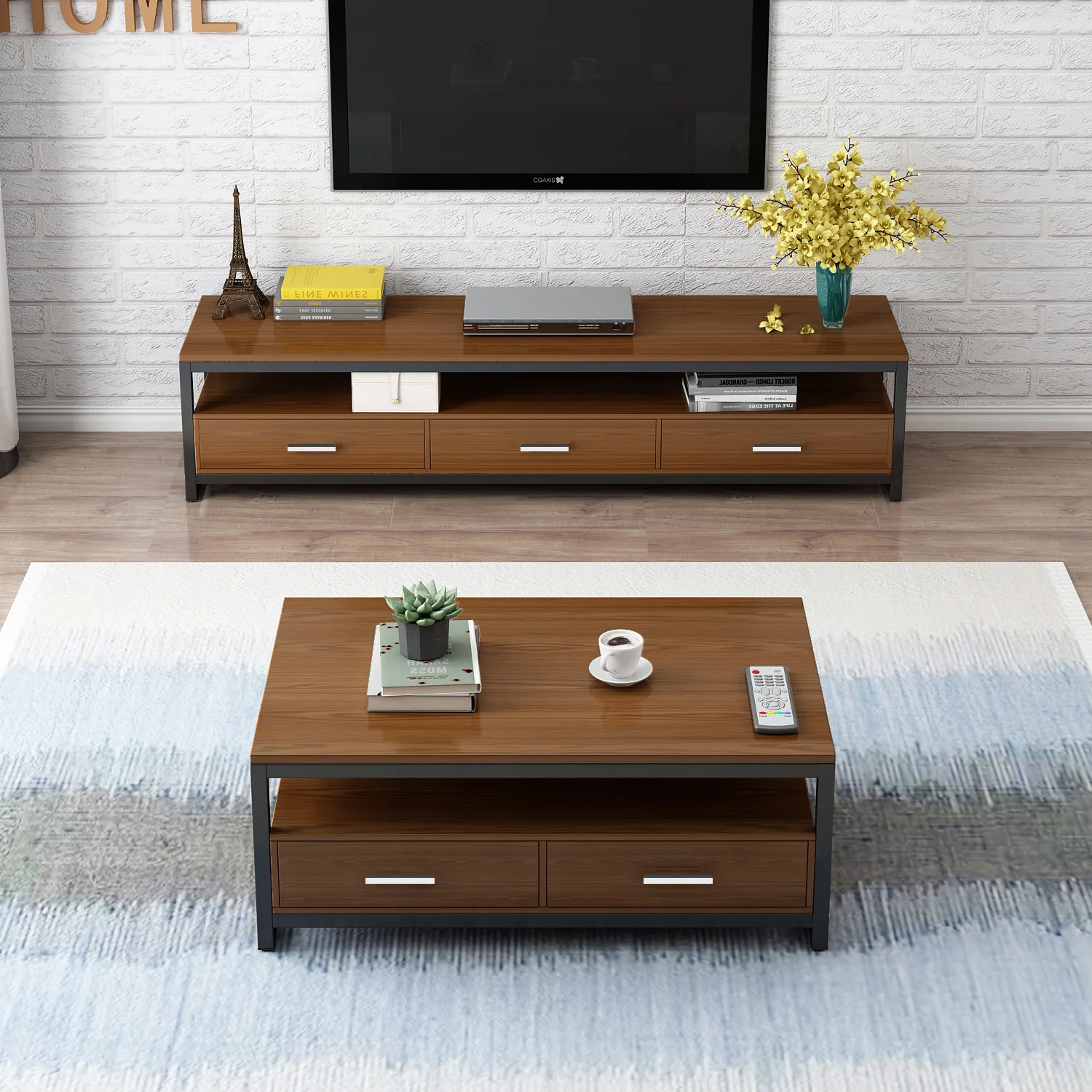 Athena 3-Drawer TV Cabinet (Walnut) - Image 4
