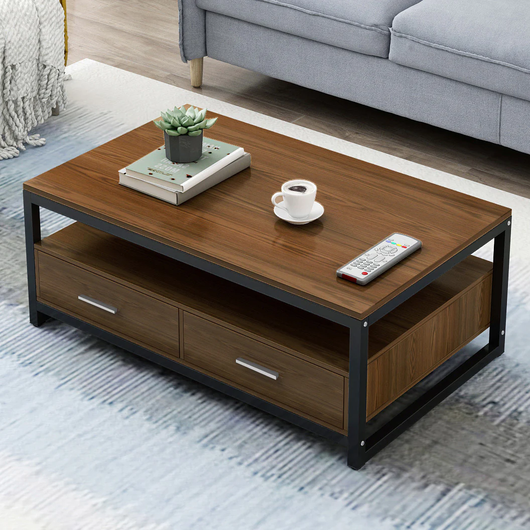 Athena Designer Coffee Table with Drawers (Walnut) - Image 7