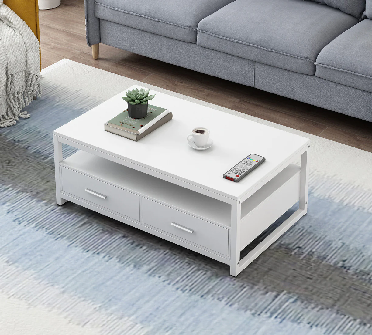 Athena Designer Coffee Table with Drawers (White) - Image 2