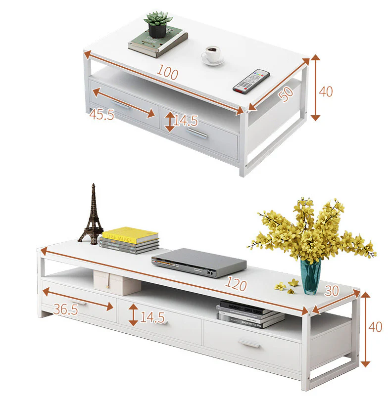 Athena Designer Coffee Table with Drawers (White) - Image 7