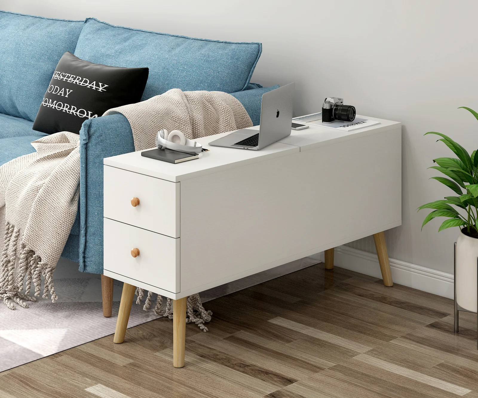 Atlantic Lift Storage Coffee Table with Drawers (White) -100cm - Image 5