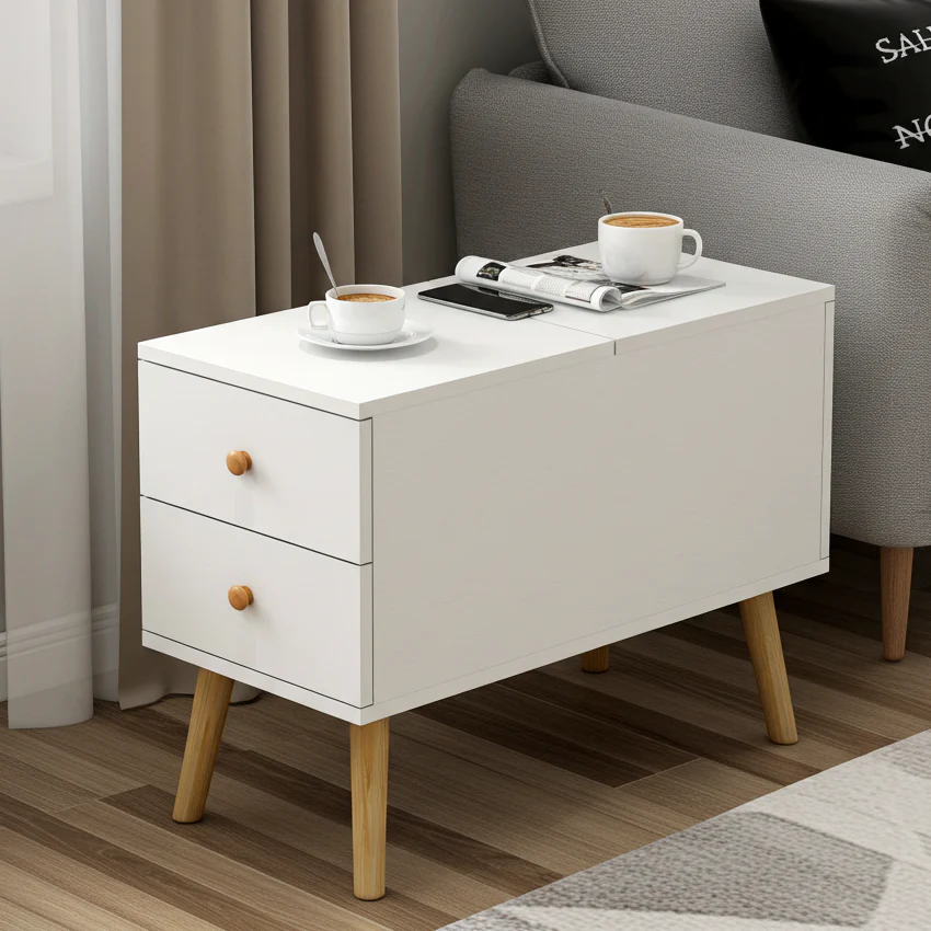 Atlantic Lift Storage Coffee Table with Drawers (White) - 80cm - Image 7