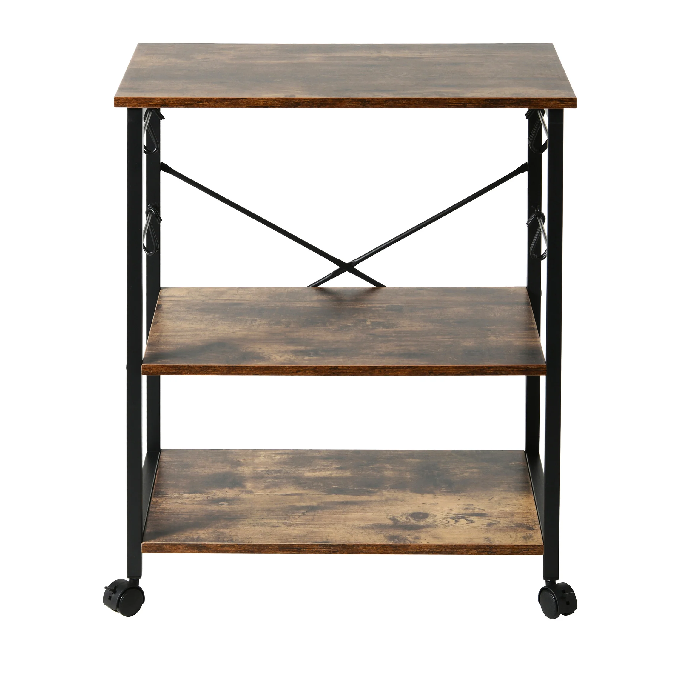 Atlas Rustic Wood & Steel Multipurpose Utility Cart Storage Shelf Kitchen Trolley - Image 10