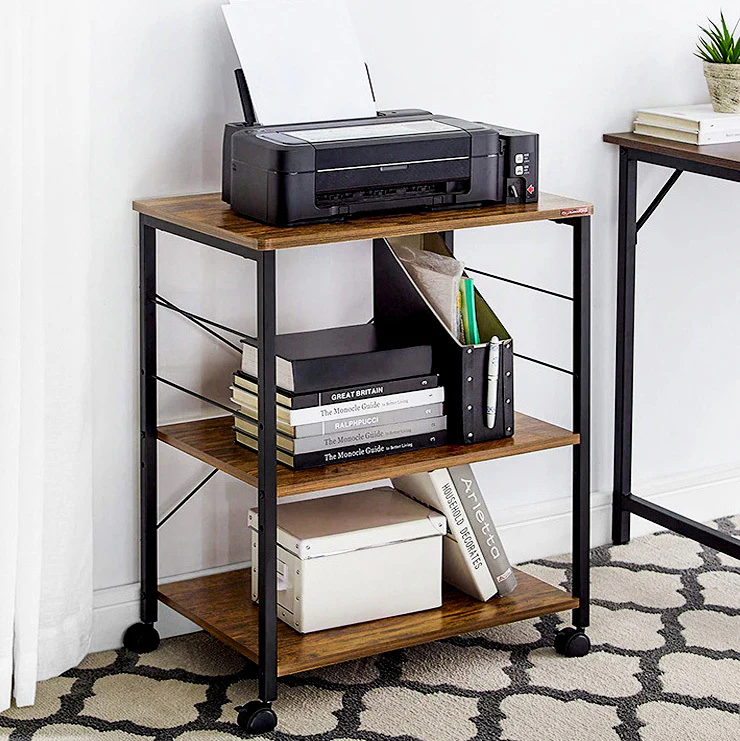 Atlas Rustic Wood & Steel Multipurpose Utility Cart Storage Shelf Kitchen Trolley - Image 4