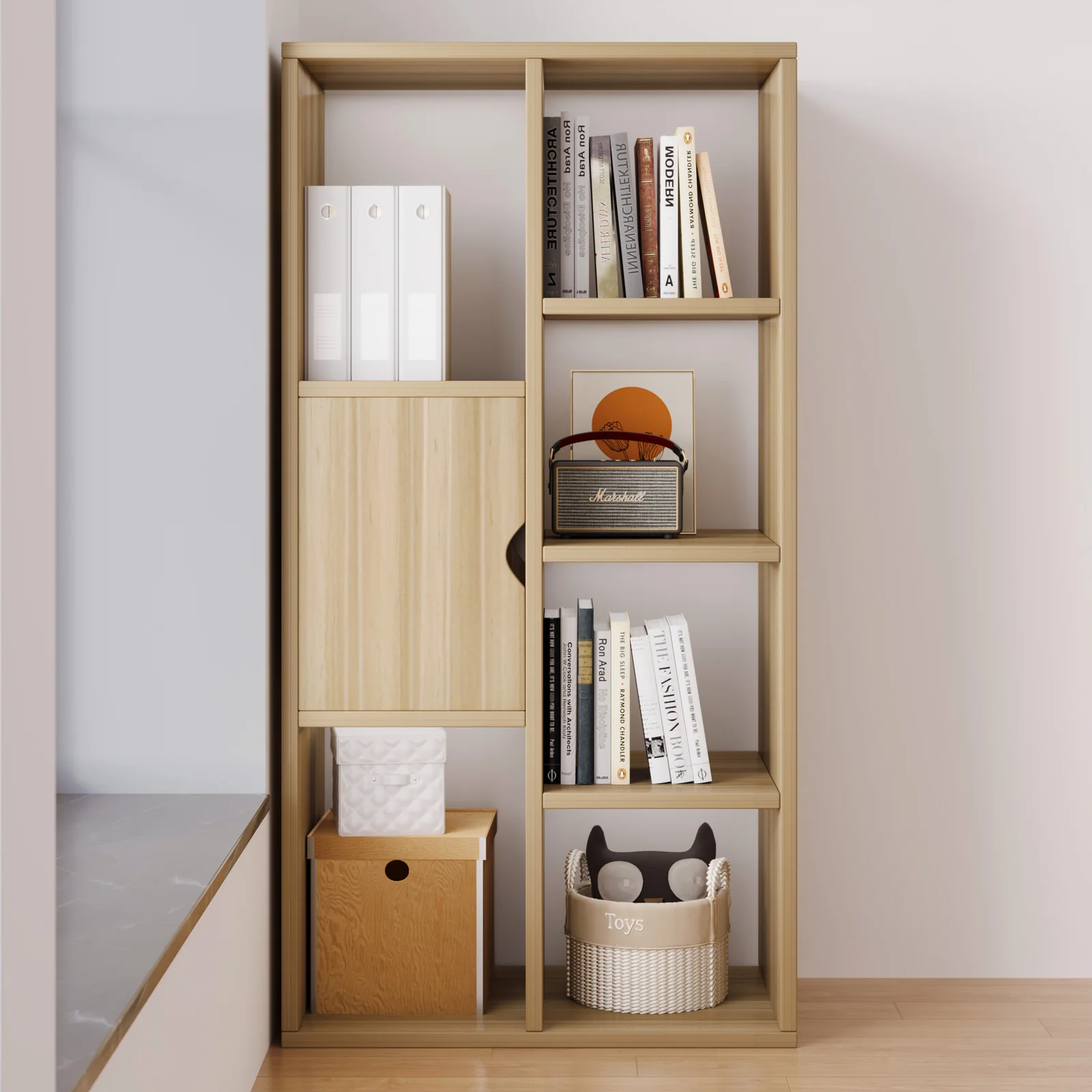 Aura Organizer Bookcase Storage Display Shelf Cabinet Closet (Oak) - Image 3