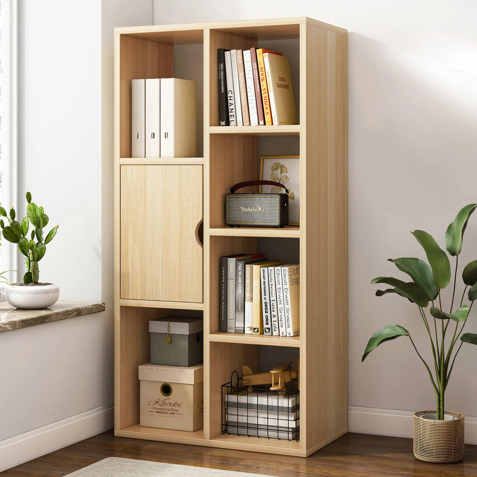 Aura Organizer Bookcase Storage Display Shelf Cabinet Closet (Oak) - Image 7